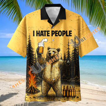 Unijames I Hate People Bear Beer Hawaiian Shirt