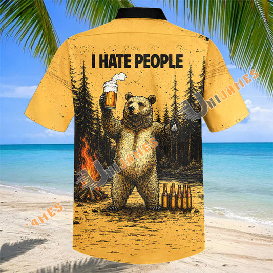 Unijames I Hate People Bear Beer Hawaiian Shirt