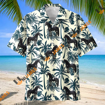 Unijames Friesian Horse Tropical Hawaiian Shirt