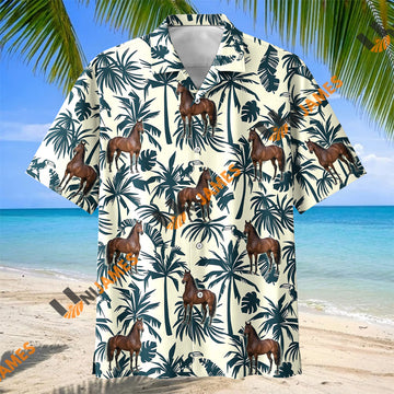 Unijames Thoroughbred Horse Tropical Hawaiian Shirt