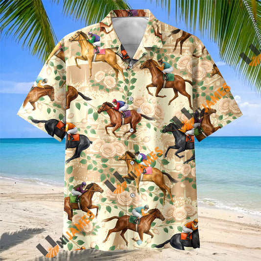 Unijames Horse Racing Jockey & Roses Hawaiian Shirt