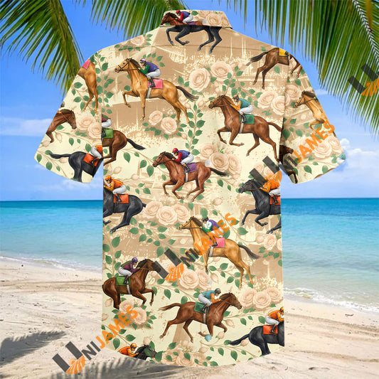 Unijames Horse Racing Jockey & Roses Hawaiian Shirt