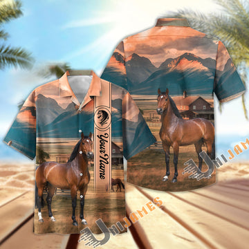 Unijames Personalized Warmblood Horse Farm Hawaiian Shirt