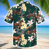 Unijames Hackney Horse Tropical Floral Green Hawaiian Shirt