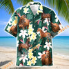 Unijames Thoroughbred Horse Tropical Floral Green Hawaiian Shirt