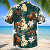 Unijames Thoroughbred Horse Tropical Floral Green Hawaiian Shirt