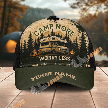 Unijames Personalized Camp More Worry Less RV Mesh Trucker Cap