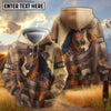 UniJames Personalized Name Distressed Watercolor Bay Horse Portrait 3D Hoodie