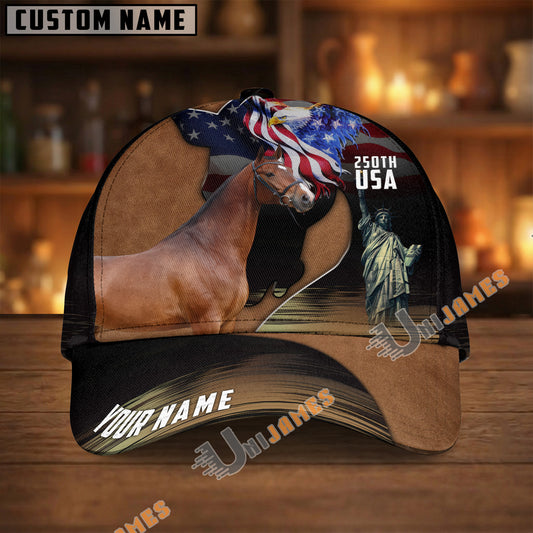 Unijames Personalized Patriotic Horse & Statue of Liberty USA Cap