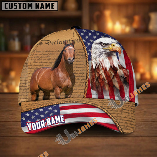 Unijames Personalized American Eagle & Horse Patriotic Cap