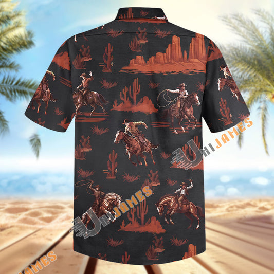 Unijames Western Cowboy Riding Horse Desert Hawaiian Shirt
