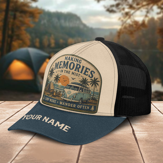 Unijames Personalized Vintage Misty Memories Campfire Cap Mesh Trucker Cap
