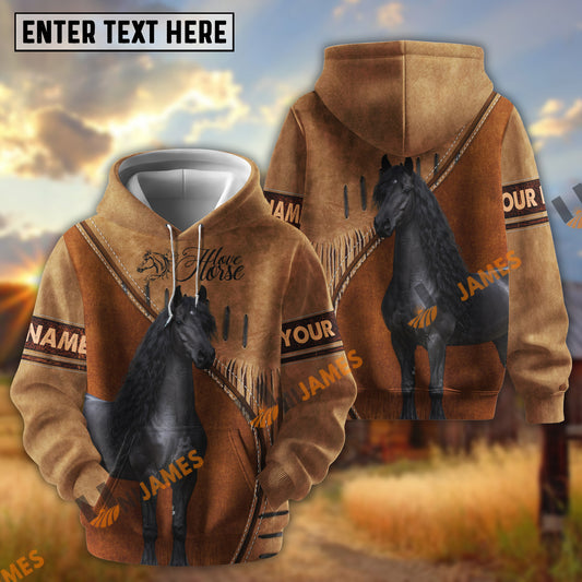 UniJames Western Fringe Suede Horse Personalized Name 3D Hoodie (9 Breeds)