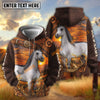UniJames Western Tooled Leather Sunset Ranch Horse Personalized Name Hoodie (9 Breeds)