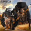 UniJames Personalized Name “Wild & Free” Horse Hoodie – Black Western Leather-Look Lasso Horseshoe All-Over Print