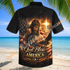 Unijames God Bless America Jesus Holding US Flag & Crown of Thorns Hawaiian Shirt