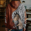 UniJames Personalized Hackney Horse Split Faux Leather & Horseshoe 3D Hoodie