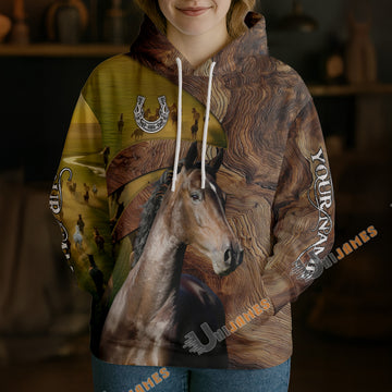 Unijames Personalized Hackney Horse Wood Grain Meadow Hoodie