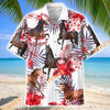 Unijames Hackney Horse Red Hibiscus Tropical Hawaiian Shirt