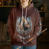 UniJames Personalized Horse Breed Horseshoe Brown Leather 3D Hoodie