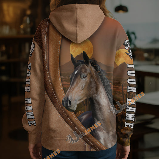 Unijames Personalized Hackney Horse Desert Sunset Texture Hoodie