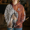 UniJames Personalized Hackney Horse Split Faux Leather & Horseshoe 3D Hoodie