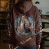 UniJames Personalized Horse Breed Horseshoe Brown Leather 3D Hoodie