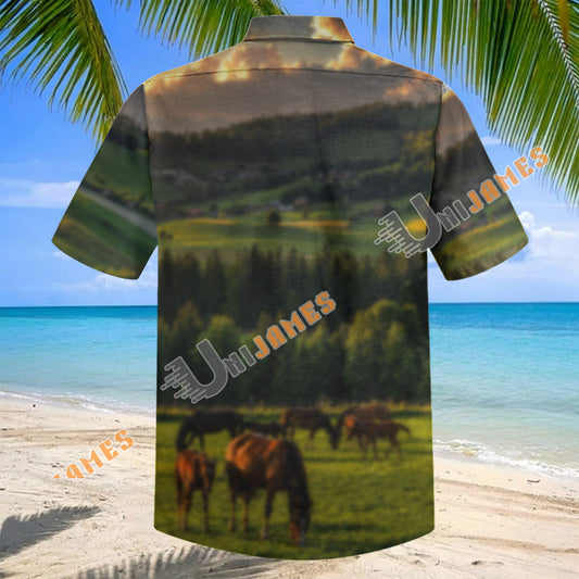 Unijames Hackney Horse Equestrian Pasture Hawaiian Shirt