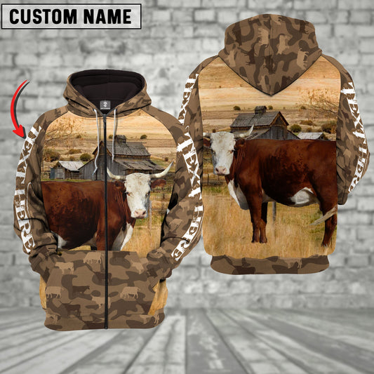 Uni Hereford Cattle Farming Personalized 3D Hoodie