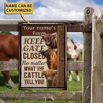 uni Customized Name HIGHLAND CATTLE LOVERS KEEP GATE CLOSED All Printed 3D Metal Sign