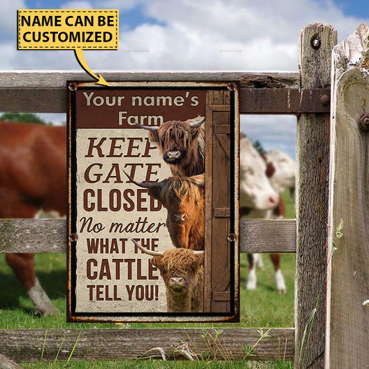 uni Customized Name HIGHLAND CATTLE LOVERS KEEP GATE CLOSED All Printed 3D Metal Sign