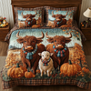 Highland Cow Harvest 3-Piece Quilted Bedding Set NCU0DK9617