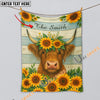 UniJames Sunflower Cattle On Farm Personalized Name Blanket