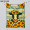 UniJames Sunflower Cattle On Farm Personalized Name Blanket