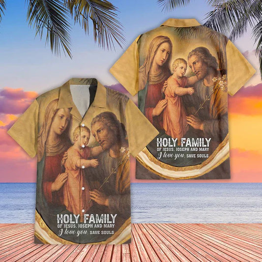 UniJames Holy Family Of Jesus Joseph And Mary Hawaiian Shirts - Religious Hawaiian Shirts - Hawaiian Christian For Men Women