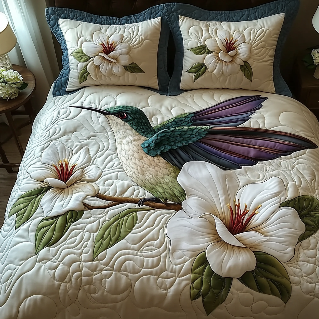 Hummingbird 3-Piece Quilted Bedding Set NCU0VT182