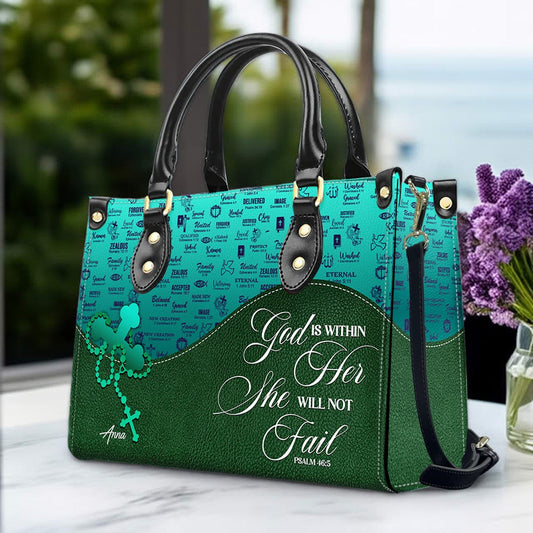 Custom Bible Verse Leather Handbag for Women – Personalized Christian Purse with Name & Scripture –