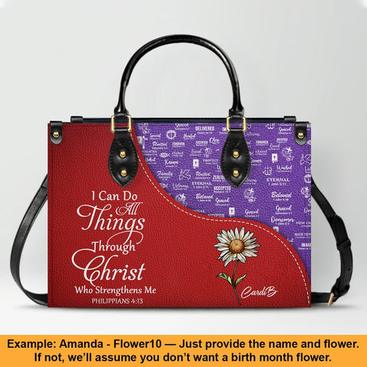 Personalized Leather Handbag with Bible Verses – Christian Tote Purse for Women |