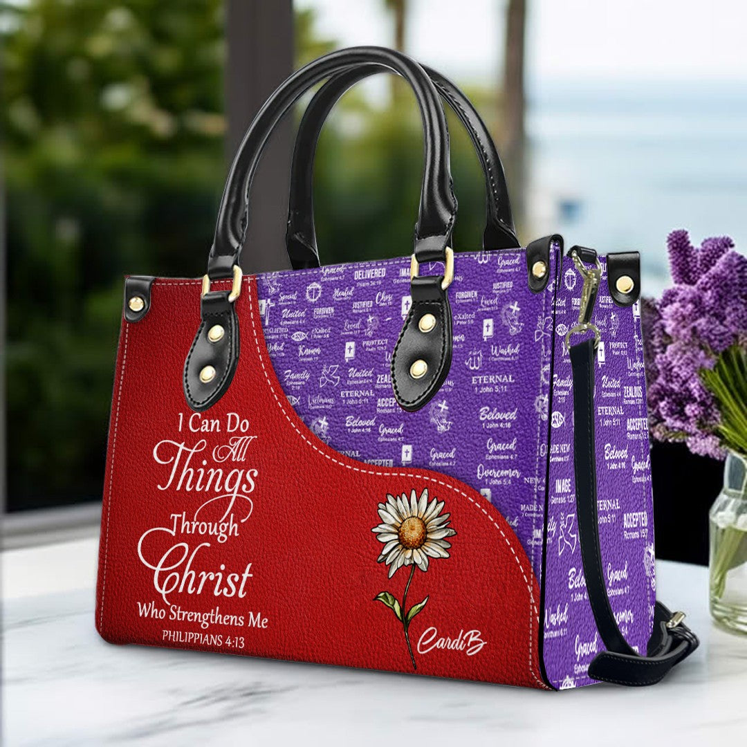 Personalized Leather Handbag with Bible Verses – Christian Tote Purse for Women |