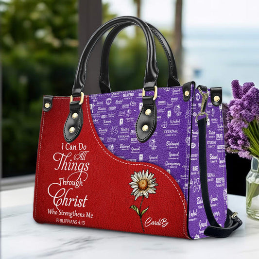 Personalized Leather Handbag with Bible Verses – Christian Tote Purse for Women |