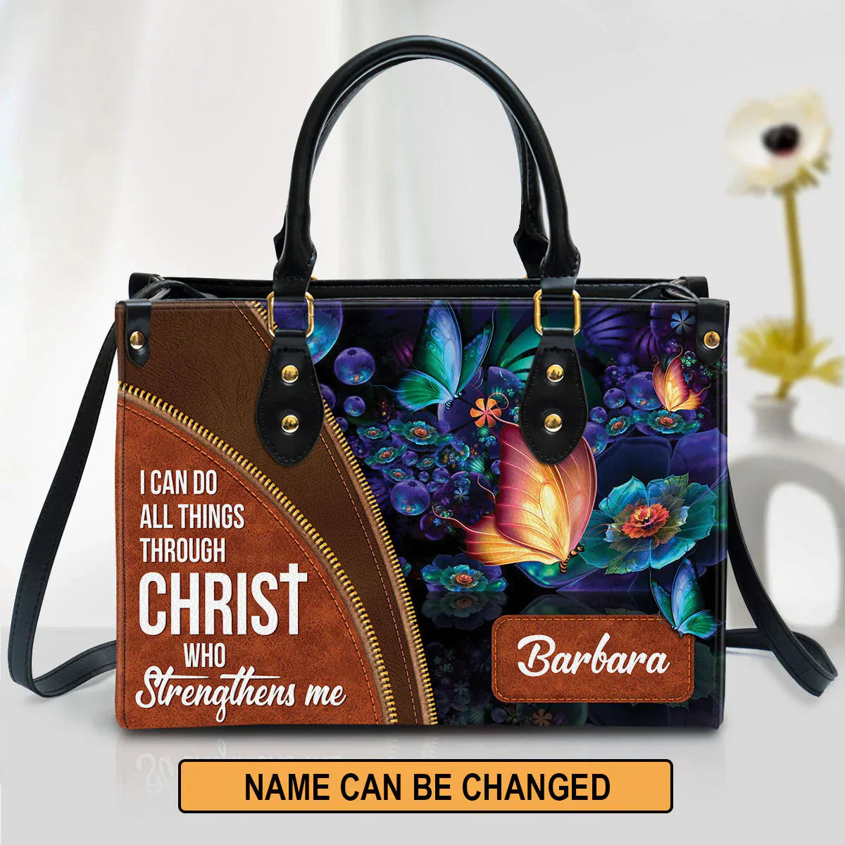 I Can Do All Things Through Christ Leather Bags, Personalized Bags, Gifts for Women, Christmas Gift, CABLTB01300723.