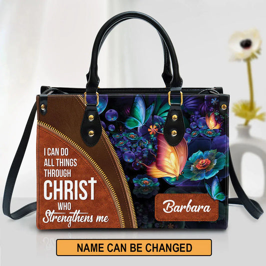 I Can Do All Things Through Christ Leather Bags, Personalized Bags, Gifts for Women, Christmas Gift, CABLTB01300723.