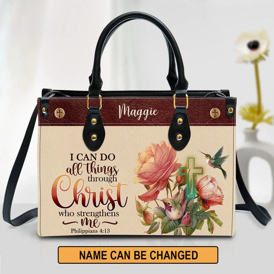 I Can Do All Things Through Christ Philippians 41:3 Leather Bags, Personalized Bags, Gifts for Women, Christmas Gift, CABLTB01300723.