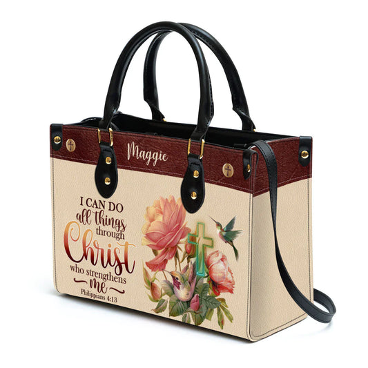 I Can Do All Things Through Christ Philippians 41:3 Leather Bags, Personalized Bags, Gifts for Women, Christmas Gift, CABLTB01300723.