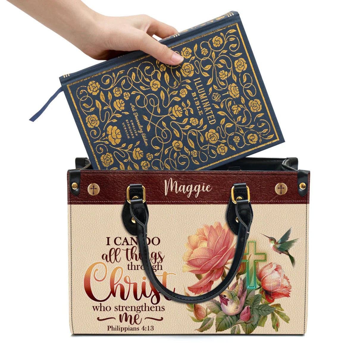I Can Do All Things Through Christ Philippians 41:3 Leather Bags, Personalized Bags, Gifts for Women, Christmas Gift, CABLTB01300723.