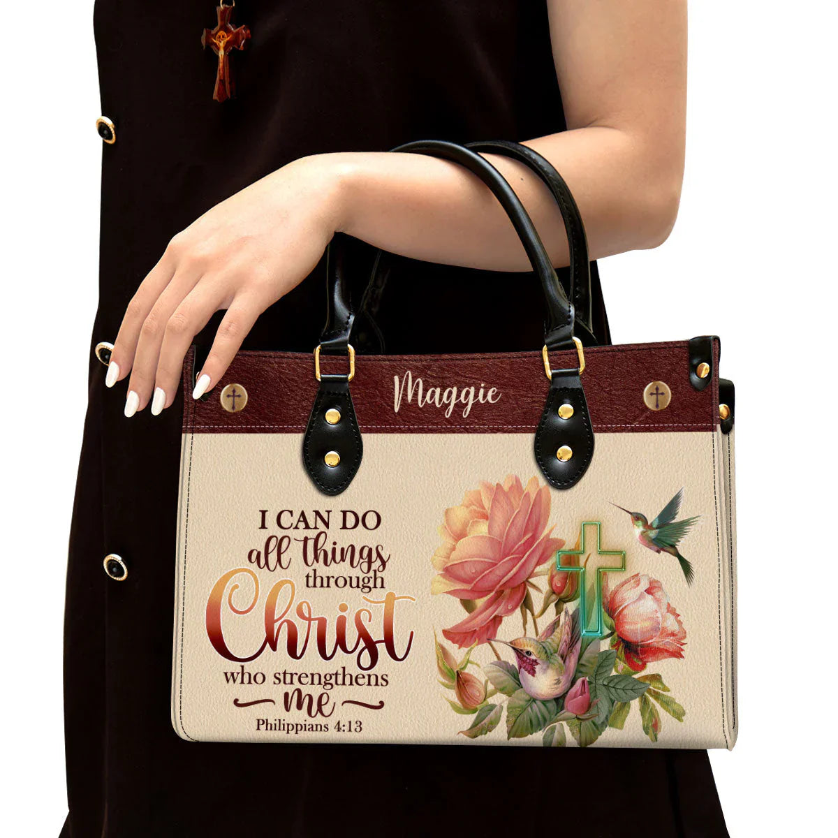 I Can Do All Things Through Christ Philippians 41:3 Leather Bags, Personalized Bags, Gifts for Women, Christmas Gift, CABLTB01300723.