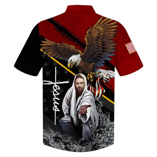 UniJames Jesus And Bald Eagle Hawaiian Shirts - Christian Hawaiian Shirt - Jesus Hawaiian Shirts