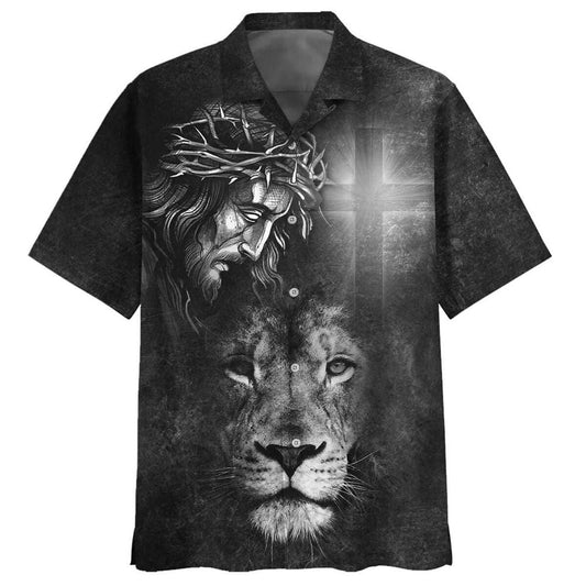 Unique Jesus And Lion Christian Cross Faith Religious Hawaiian Shirt
