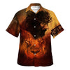 Unique Jesus And Lion Christian Faith Over Fear Hawaiian Shirt