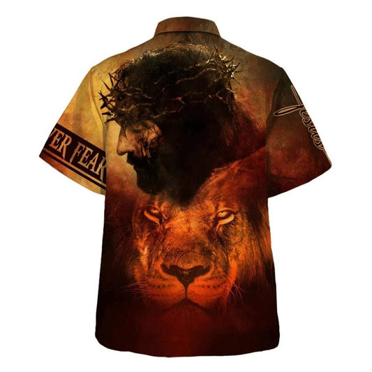Unique Jesus And Lion Christian Faith Over Fear Hawaiian Shirt